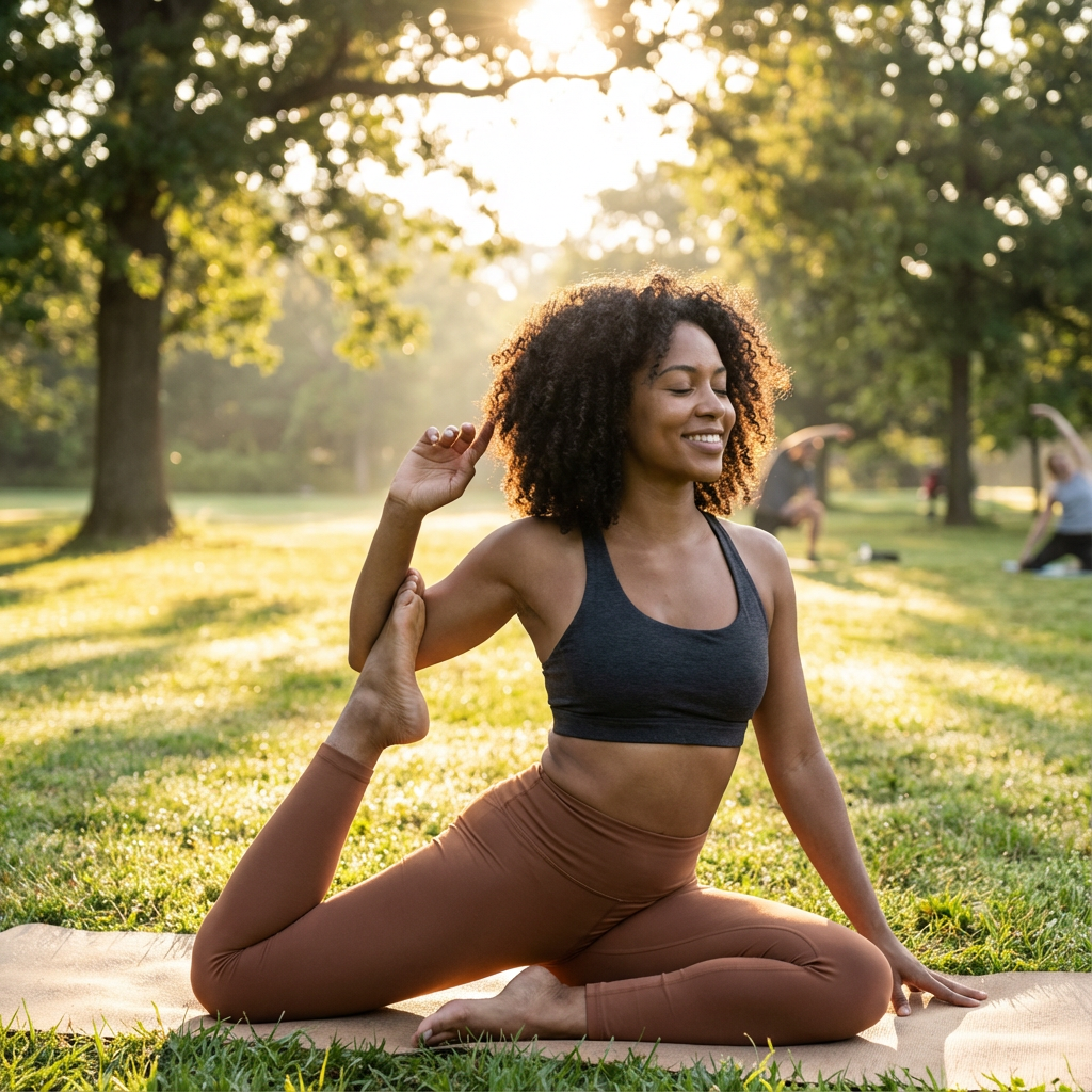 Woman practicing yoga with freedom of movement
